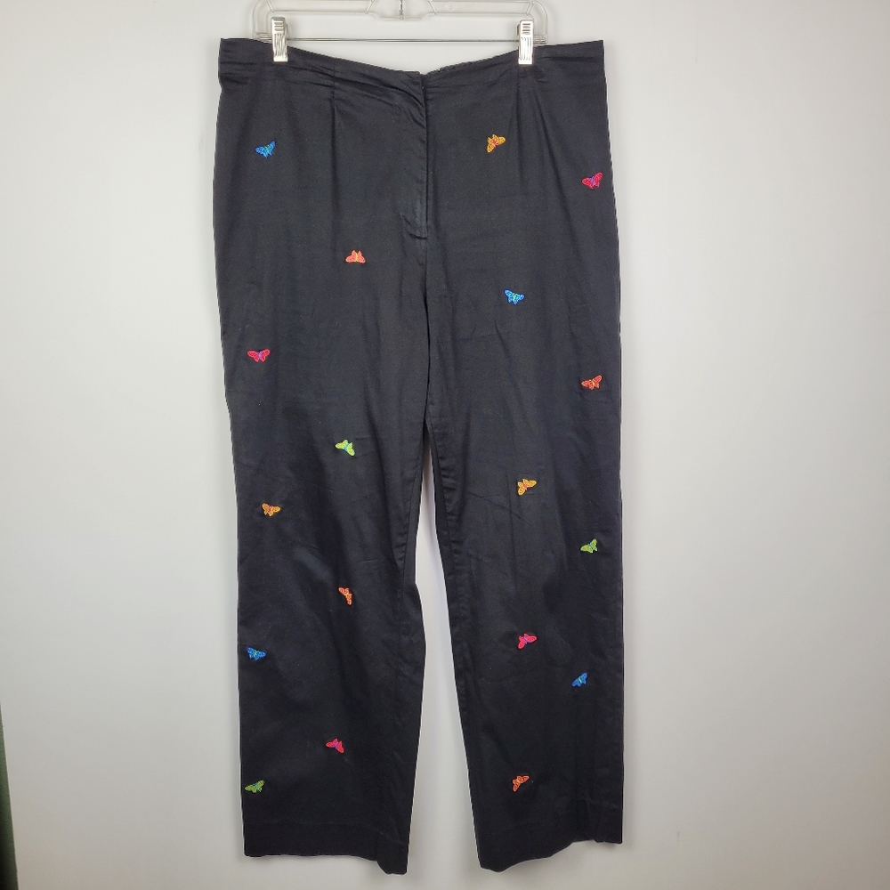 Coldwater Creek Black High Rise Wide Leg  Butterfly Pants size XL